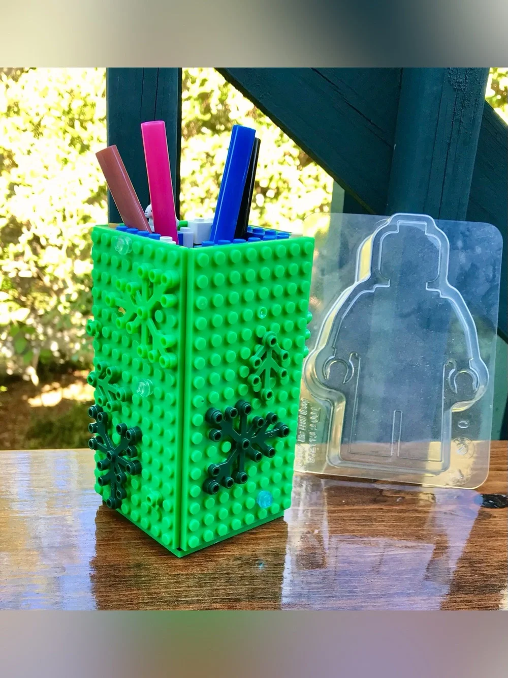 LEGO Building Blocks Lot DIY Desk Cup Pen Holder Bracelet Clear Minifigure Mold